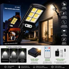 Sanal Ucuzcum 36 Güneş Enerjili Hareket Sensörlü Solar LED Bahçe Sokak Lambası Kumandalı 3 Modlu Suya Dayanıklı Dış Mekan Aydınlatma 5W 300LM
