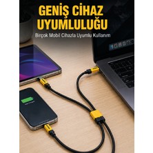 Semel 240W Çoklu Şarj Kablosu Type-C Lightning Micro USB Örgü Kablo