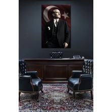 Atatürk Portre Baskılı Cam Tablo – Türk Bayraklı Prestij Serisi Uv Baskı Duvar Dekoru