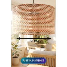 Semel Antik Kiremit Hasır Kumaş Başlıklı Sarkıt Avize 35 cm