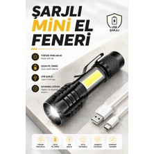 Semel El Feneri LED USB Şarjlı Zoom Mini LED Işık Acil Durum Feneri