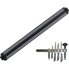 Semel Mıknatıslı Bıçak Tutucu Stand - 38 cm - Siyah - Paslanmaz Çelik - Mutfak Düzeni - Güvenli Bıçak Saklama - Tezgâh Düzeni - Modern Tasarım