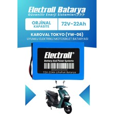 Electroll Karoval Tokyo (Yw-06) Uyumlu Batarya (Standart Kapasite) Lifepo4 72V 22AH Elektrikli Motosiklet Bataryası