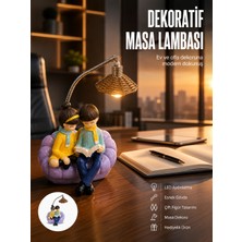 Semel Romantik Çift Temalı Dekoratif Masa Lambası Yumuşak LED Işık