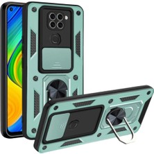 Marsilyan™- Xiaomi Redmi Note 9 4g Kılıf Pars Lens Yüzüklü Silikon - Yeşil