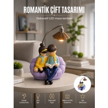Semel Romantik Çift Figürlü Okuyan Çift Masa Lambası Dekoratif LED Aydınlatma