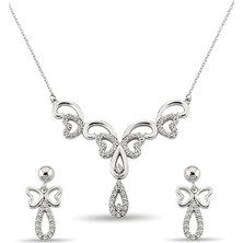 Argentum Concept 925 Ayar Gümüş Zirkon Taşlı Kelebek Set - S010502