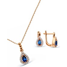 Argentum Concept 925 Ayar Gümüş Rose Minimal Damla Set - S014102