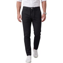 Rizzup Erkek Siyah Slim Fit Ipli Kumaş Pantolon Dar Kesim Esnek Smart Casual 2601100