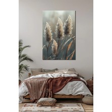 Pampas Otu Baskılı Cam Tablo – Doğal Bohem Stil Uv Baskı Modern Duvar Dekoru