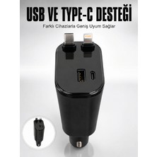 Semel Araç Çakmaklık Şarj Cihazı 120W Type-C & Lightning Kablolu Çoklu Hızlı Şarj Istasyonu
