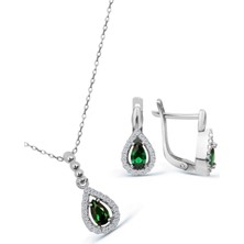 Argentum Concept 925 Ayar Gümüş Yeşil Taşlı Minimal Set - S013702