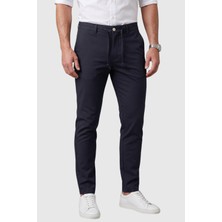 Rizzup Erkek Koyu Lacivert Slim Fit Ipli Kumaş Pantolon Dar Kesim Esnek Smart Casual 2601100