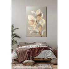 Minimalist Yaprak Baskılı Cam Tablo – Modern Doğa Temalı Uv Baskı Duvar Dekoru