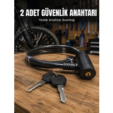 Semel 12 mm Çelik Halat Bisiklet Kilidi 80 cm Anahtarlı Güvenlik Kilidi Pvc Kaplamalı Scooter ve Elektrikli Bisiklet Uyumlu