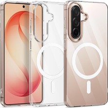 Caseonn Samsung Galaxy A57 Kılıf Magsafe Özellikli Sararmaz Kristal Sert Kapak Şeffaf