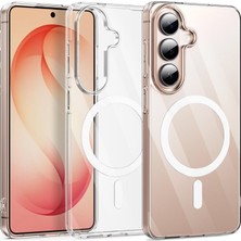 Caseonn Samsung Galaxy S24 Fe Kılıf Magsafe Özellikli Sararmaz Kristal Sert Kapak Şeffaf
