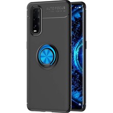 Motto Ticaret Newface Oppo Find X2 Kılıf Range Yüzüklü Silikon - Siyah-Mavi