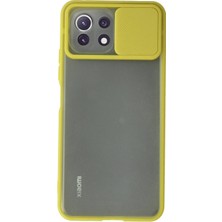 Mabelme Store Mey Ithalat®   Mi 11 Lite Kılıf Palm Buzlu Kamera Sürgülü Silikon - Sarı