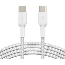 Belkin CAB004 60W Örgülü  Usb-C'den Usb-C'ye 1m Kablo -Beyaz