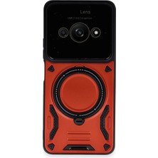 Mabelme Store Mey Ithalat®   Poco C61 Kılıf Joy Lens Standlı Kapak - Kırmızı