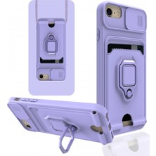 Mabelme Store Mey Ithalat®  iPhone 7 Kılıf Zuma Kartvizitli Yüzüklü Silikon - Lila