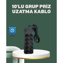 Aesco Termal Koruma Sistemli USB Type-C 10’lu Grup Priz 2m 2500W Güç Kapasiteli