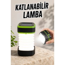 Aesco Katlanabilir Kamp Lambası Solar Fener Görünümlü 3 Kademeli Şarjlı
