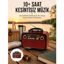 Aesco Bluetooth Hoparlör Ahşap Renk Vintage Işıklı Nostaljik Radyo Fm Ahşap Görünümlü Yeni Nesil