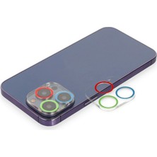 Mabelme Store Mey Ithalat®  iPhone 13 Pro Renkli Kamera Lens Koruma Cam - Mavi-Yeşil