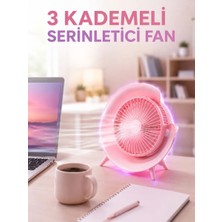 Aesco Rgb Işıklı 3 Kademeli USB Şarjlı Masaüstü Vantilatör
