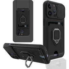 Mabelme Store Mey Ithalat®  iPhone 14 Pro Kılıf Zuma Kartvizitli Yüzüklü Silikon - Siyah