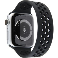 Renas Store Newface Apple Watch 38MM Ayarlı Delikli Silikon Kordon - Siyah-Siyah