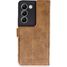 Mabelme Store Mey Ithalat®  Vivo V30 Lite 4g Kılıf Trend S Plus Kapaklı Kılıf - Taba