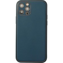 Mabelme Store Mey Ithalat®  iPhone 12 Pro Max Kılıf Coco Deri Silikon Kapak - Mavi