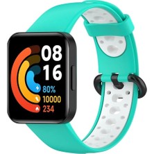 Mabelme Store Mey Ithalat®   Redmi Watch 2 Spor Delikli Kordon - Turkuaz-Beyaz