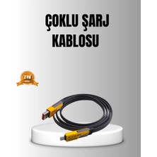 Aesco 65W 4’ü 1 Arada Örgülü Hızlı Şarj Kablosu Usb-C Usb-A Çoklu Şarj Dayanıklı