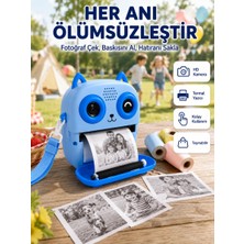 Aesco Çocuklar Için Termal Baskılı Dijital Fotoğraf Makinesi Ön ve Arka Kameralı