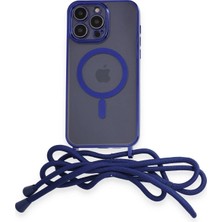 Mabelme Store Mey Ithalat®  iPhone 13 Pro Max Kılıf Divo Lazer Askılı Magsafe Kapak - Mavi