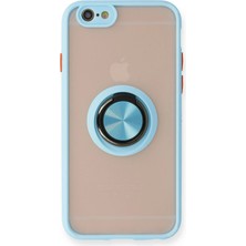Mabelme Store Mey Ithalat®  iPhone 6 Kılıf Montreal Yüzüklü Silikon Kapak - Buz Mavi