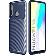Mabelme Store Mey Ithalat®  Huawei Y6P Kılıf Auto Focus Karbon Kapak - Lacivert