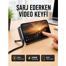 Aesco Katlanabilir Telefon Standlı 240W Type-C Hızlı Şarj Kablosu