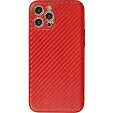 Mabelme Store Mey Ithalat®  iPhone 12 Pro Kılıf Coco Karbon Silikon - Kırmızı