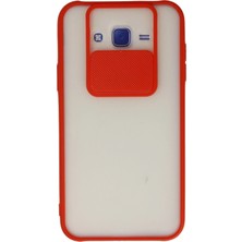 Mabelme Store Mey Ithalat®  Samsung Galaxy J7 Kılıf Palm Buzlu Kamera Sürgülü Silikon - Kırmızı