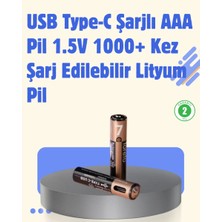 Aesco USB Type-C Şarjlı Aaa Lityum Pil 1000+ Şarj Döngüsü ile Uzun Ömür
