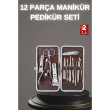 Aesco 12 Parça Paslanmaz Çelik Kompakt ve Taşınabilir Manikür Makası Tırnak Makası