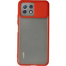 Mabelme Store Mey Ithalat®   Mi 11 Lite Kılıf Palm Buzlu Kamera Sürgülü Silikon - Kırmızı