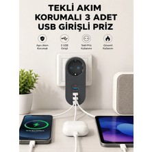 Aesco Isıya Dayanıklı 3 USB Portlu Güvenlikli Priz – Akıllı Enerji Yönetimi