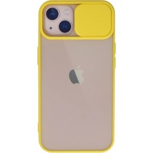 Mabelme Store Mey Ithalat®  iPhone 13 Kılıf Palm Buzlu Kamera Sürgülü Silikon - Sarı
