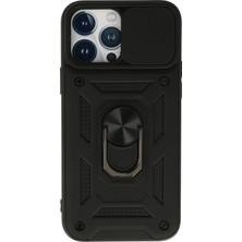 Mabelme Store Mey Ithalat®  iPhone 13 Pro Max Kılıf Pars Lens Yüzüklü Silikon - Siyah